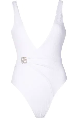 AMIR SLAMA Ribbed logo-buckle swimsuit