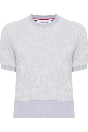 Thom Browne Boucl?? logo-patch T-shirt