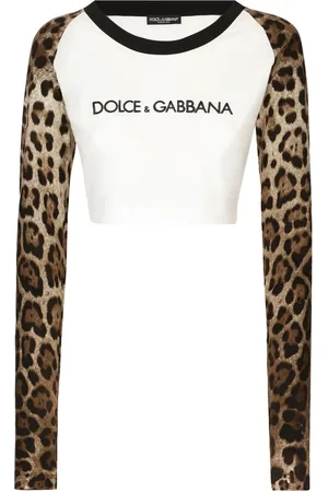 Dolce & Gabbana Leopard-print stretch-cotton cropped T-shirt