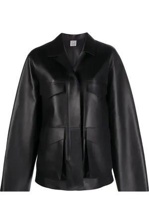 Totême Zipped wide-sleeve leather jacket