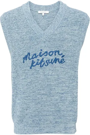 Maison Kitsuné Embroidered-logo V-neck cotton vest