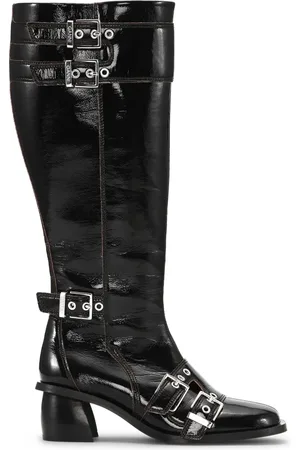 Ganni Double-buckle knee-high boots