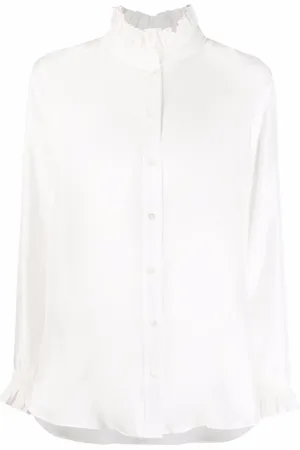 Sandro Gathered-collar silk shirt