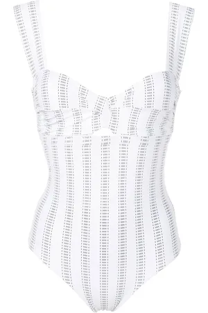 AMIR SLAMA Twist-detail stripe-print swimsuit