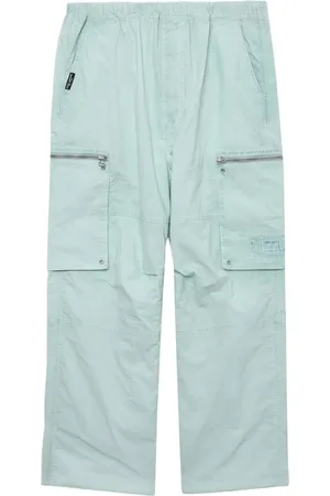 Izzue Logo-embroidery crinkled cargo trousers