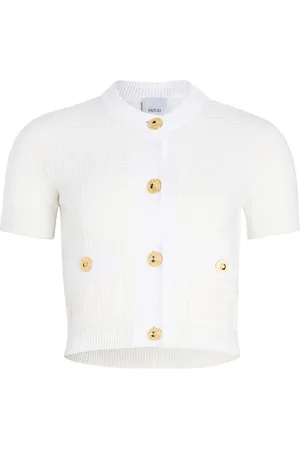 Patou Cropped waffle-knit cardigan