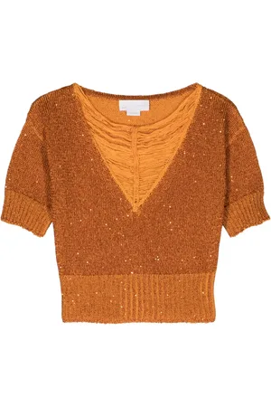 GENNY Sequined V-neck top