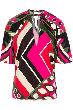 Puccini Vivara-print V-neck blouse