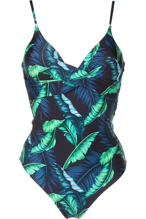Lygia & Nanny Bianca twisted leaf-print swimsuit