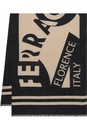 Salvatore Ferragamo Intarsia knit-logo wool scarf