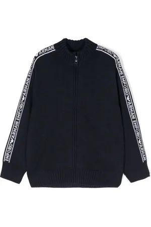 Emporio Armani Logo-intarsia zip-up sweater
