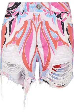 Philipp Plein Colorful Circus ripped mini shorts