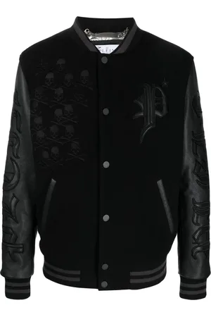 Philipp Plein Gothic Plein logo-appliqu?? varsity jacket