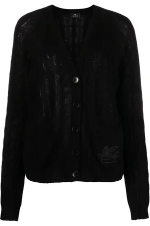 Etro Pegaso-motif cable-knit cashmere cardigan