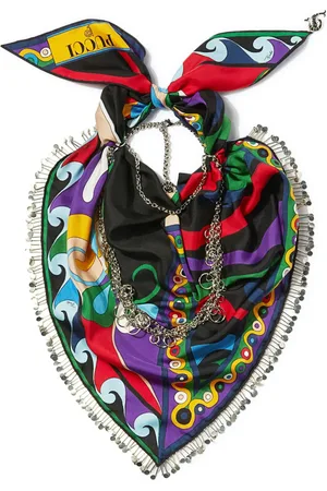 Puccini Marmo and Orchidee-print silk scarf