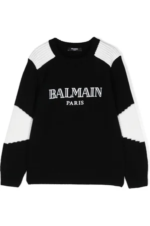 Balmain Flocked-logo cotton jumper
