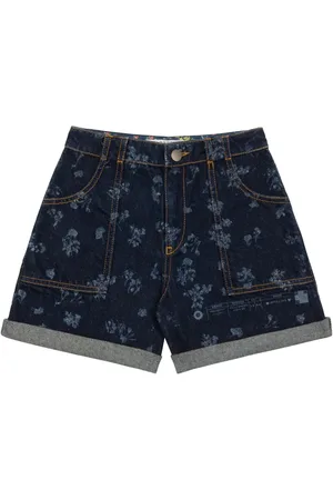 PHILOSOPHY DI LORENZO SERAFINI Floral-print straight-leg denim shorts
