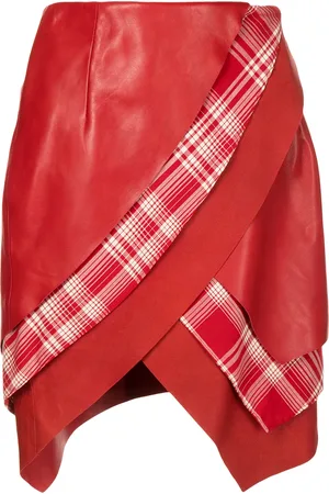 RTA Layered leather mini skirt