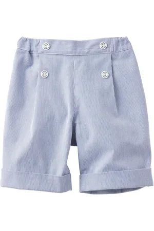 Familiar Decorative-button detail striped shorts