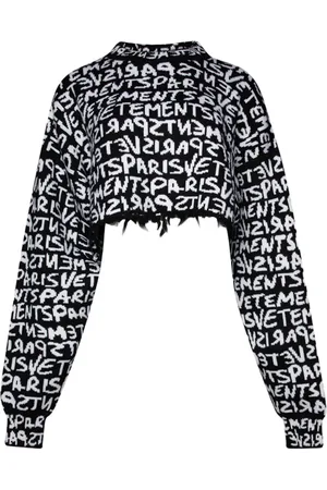 Vetements Graffiti-logo intarsia-knit merino jumper
