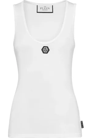 Philipp Plein Logo-appliqu??d cotton tank top