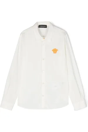 VERSACE Medusa-embroidered cotton shirt