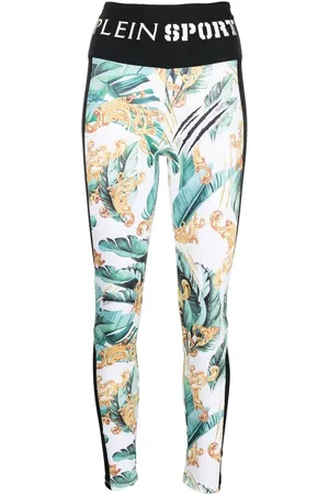 Philipp Plein Logo-waistband graphic-print leggings