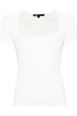 Maje Sweetheart-neck ribbed-knit top