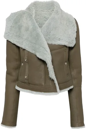 Rick Owens Shearling-lining biker jacket