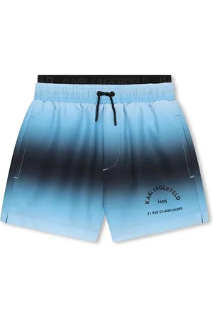 Karl Lagerfeld Ombr??-print drawstring swim shorts