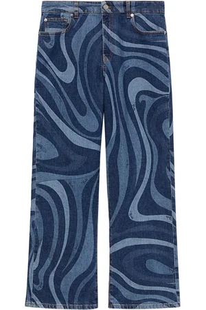 Puccini Marmo-print straight-leg jeans