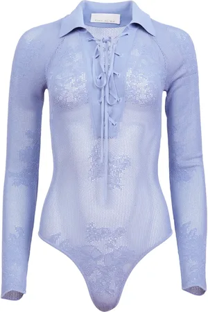 FLEUR DU MAL Pointelle-knit collared bodysuit