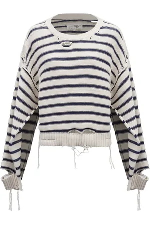 Maison Margiela Crew-neck striped cotton jumper