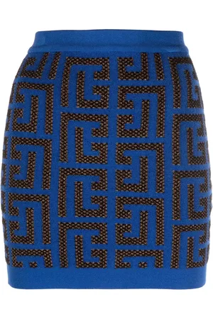 Balmain Monogram-pattern miniskirt