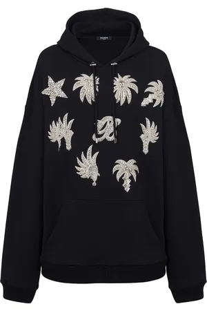 Balmain Crystal-embellished cotton hoodie