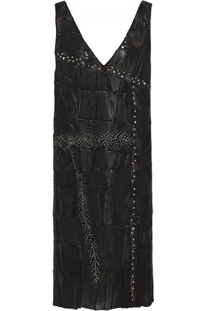 Prada Patchwork leather midi dress