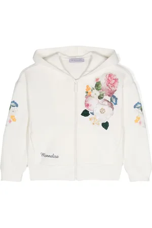 MONNALISA Floral-patches zipped hoodie