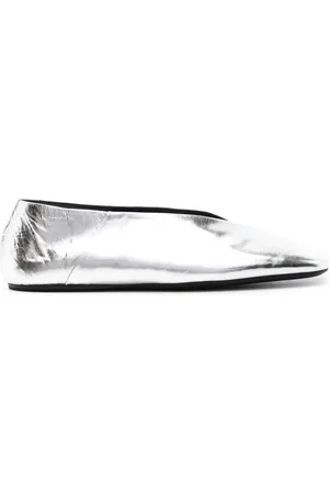 Jil Sander Metallic leather ballerina shoes