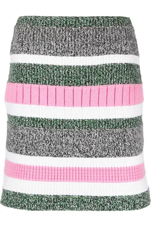Barrie Stripe-pattern cashmere straight skirt