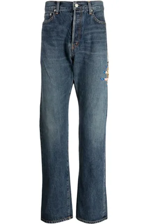 UNDERCOVER Bead-embellished straight-leg jeans