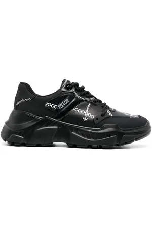 VERSACE Chain-link print leather sneakers