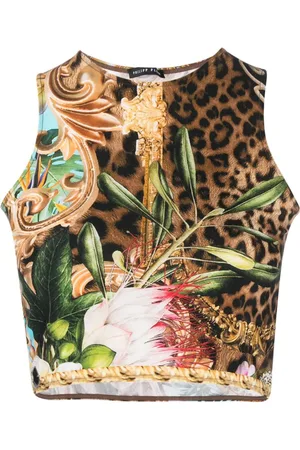 Philipp Plein Baroque Flowers cropped top