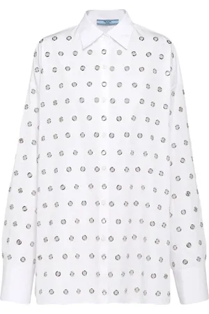 Prada Eyelet-embellished cotton shirt