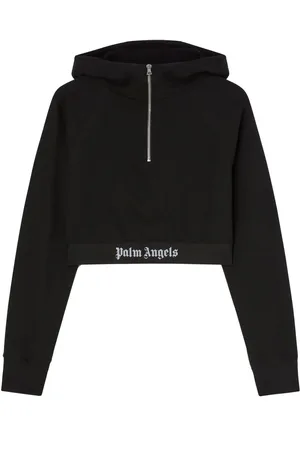 Palm Angels Logo-strap cotton cropped sweatshirt