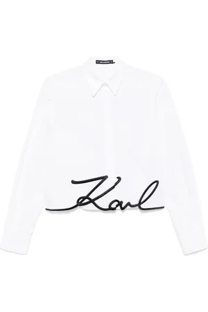 Karl Lagerfeld Embroidered-logo cropped shirt