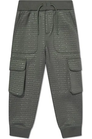 Emporio Armani All-over logo-print cargo tracksuit bottoms