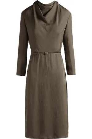 Bally Cowl-neck belted midi dress
