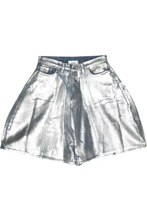 DOUBLET Metallic-finish denim shorts