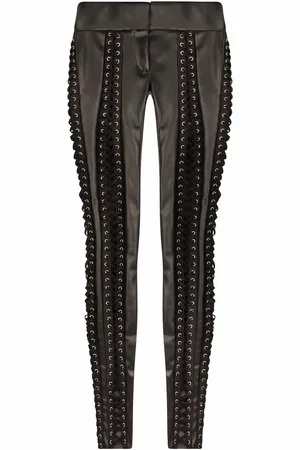 Dolce & Gabbana Lace-up faux-leather trousers