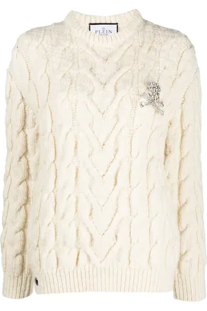 Philipp Plein Long-sleeve cable-knit jumper